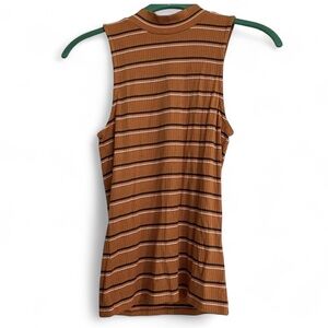 Aeropostale gold striped mock neck tank.  Size Small
